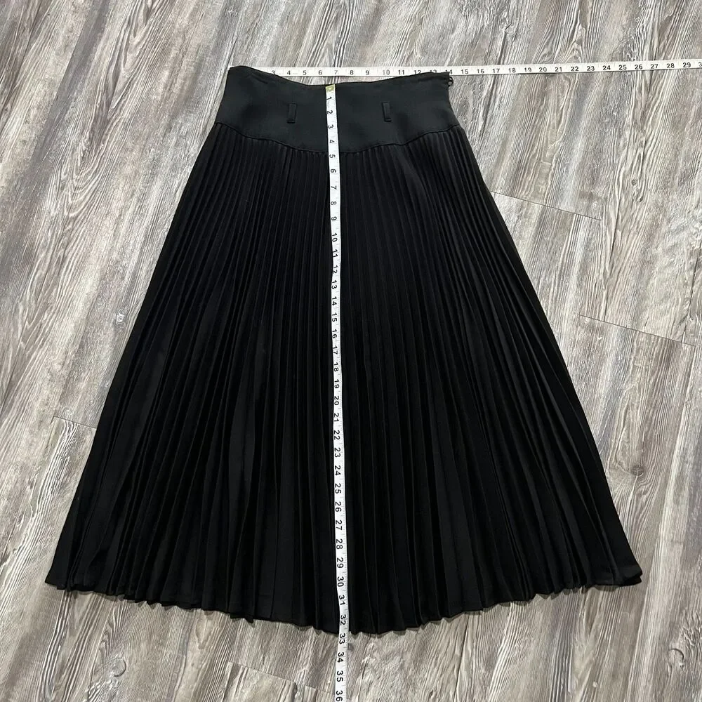 Escada Margaretha Ley Black Pleated Midi Skirt 40